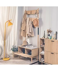 Nordlys - Gray Solid Wood Hall Tree with Storage Industrial Style Entry