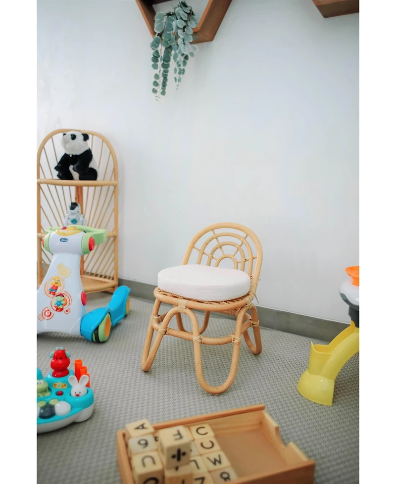 Set of 2 Chairs for Children in Rattan Beige