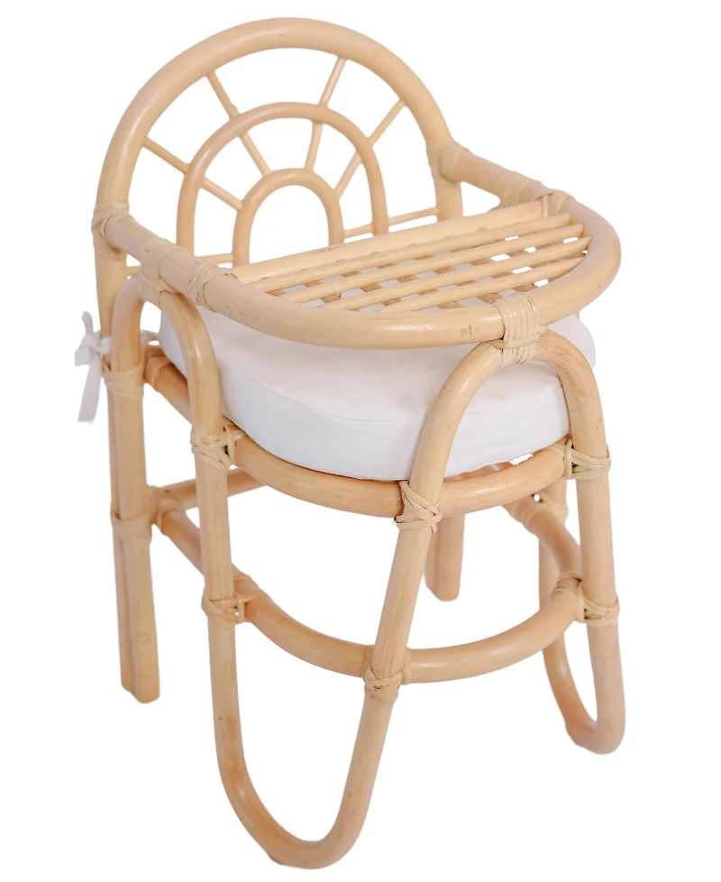 Rattan Baby High Chair Beige Exotic Boho Bedroom