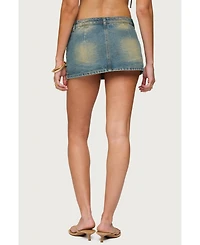 Edikted Women's Mixed Buttons Denim Mini Skort
