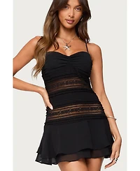 Edikted Women's Marcia Chiffon Lacey Mini Dress