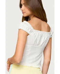 Edikted Women's Arlow Ruffle Button Up Top