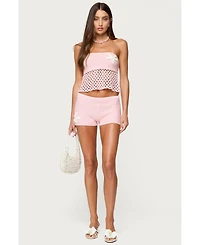 Edikted Women's Tahna Flower Strapless Crochet Top