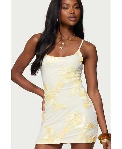 Edikted Women's Caya Embroidered Floral Mesh Mini Dress