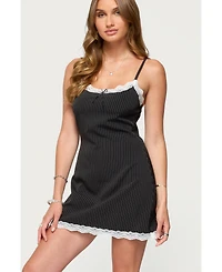 Edikted Women's Liel Contrast Lace Pinstripe Mini Dress