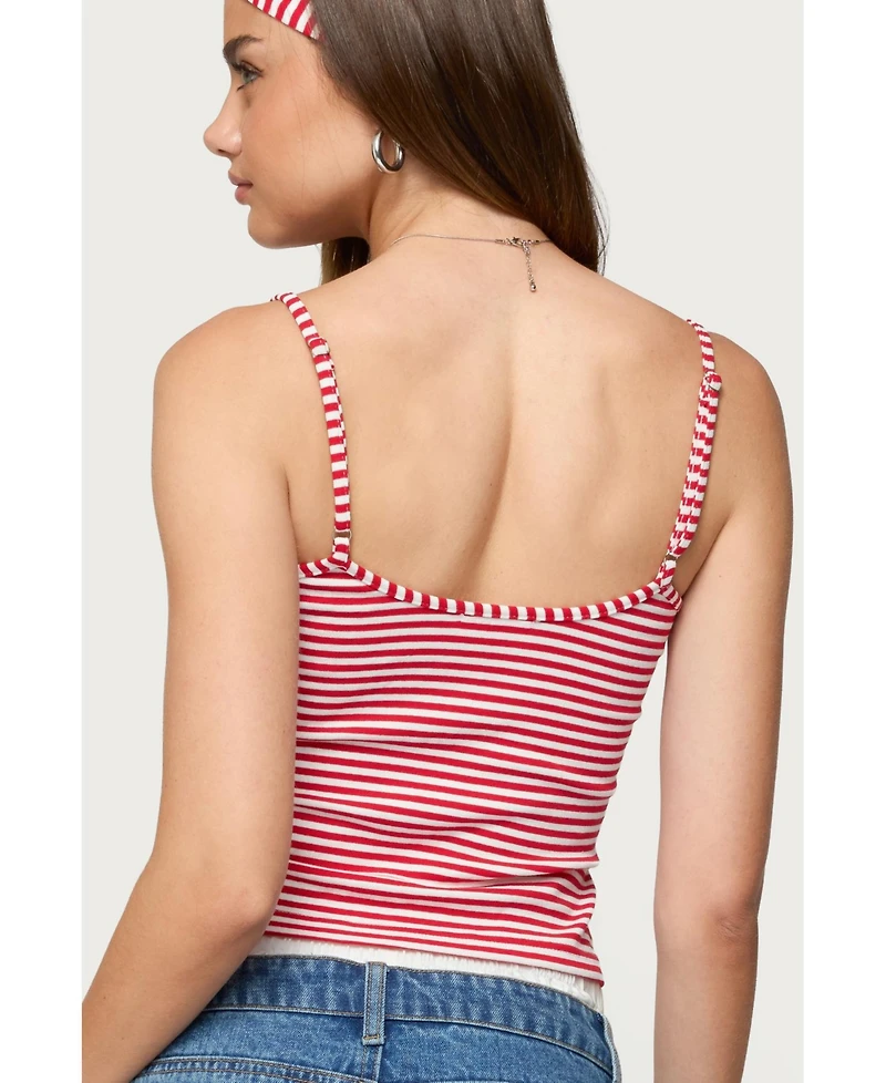 Edikted Womens Two Piece Striped Headband Tank Top