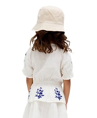 Raffya Kids Little Girls Ally Peplum Embroidered Blouse