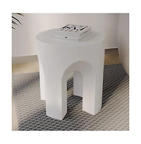 LeisureMod Crus Collection Fiberglass Outdoor Side Table in White
