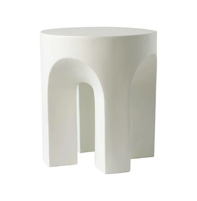 LeisureMod Crus Collection Fiberglass Outdoor Side Table in White