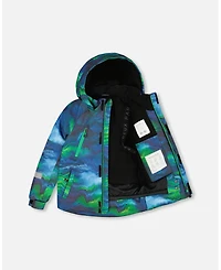 Deux par Boy Two-Piece Play Snowsuit with Printed Jacket Black - Child