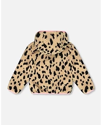 Deux par Big Girls Reversible Mid-Season Sherpa Jacket Leopard