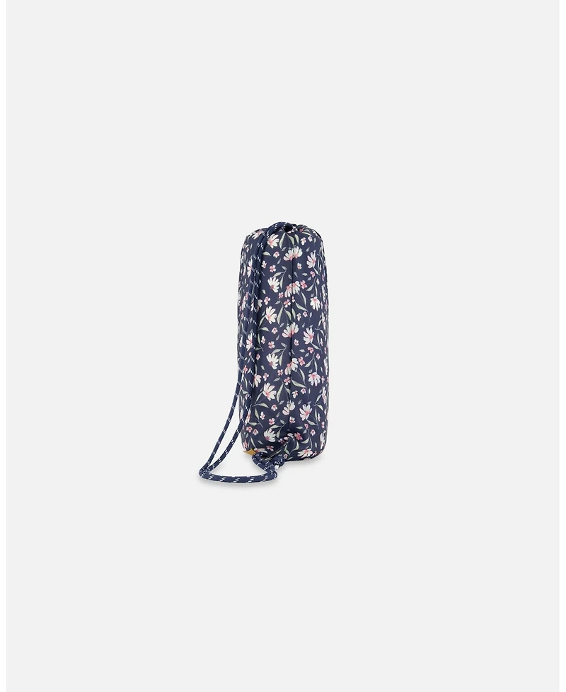 Deux par Deux Girl Drawstring Bag Navy Flower Print - Toddler|Child