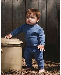 Deux par Baby Boy Cotton Pant and Top Set Blue Leaf Print