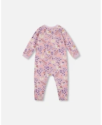 Deux par Baby Girl One-Piece Cotton Pajama Lilac Cat Print