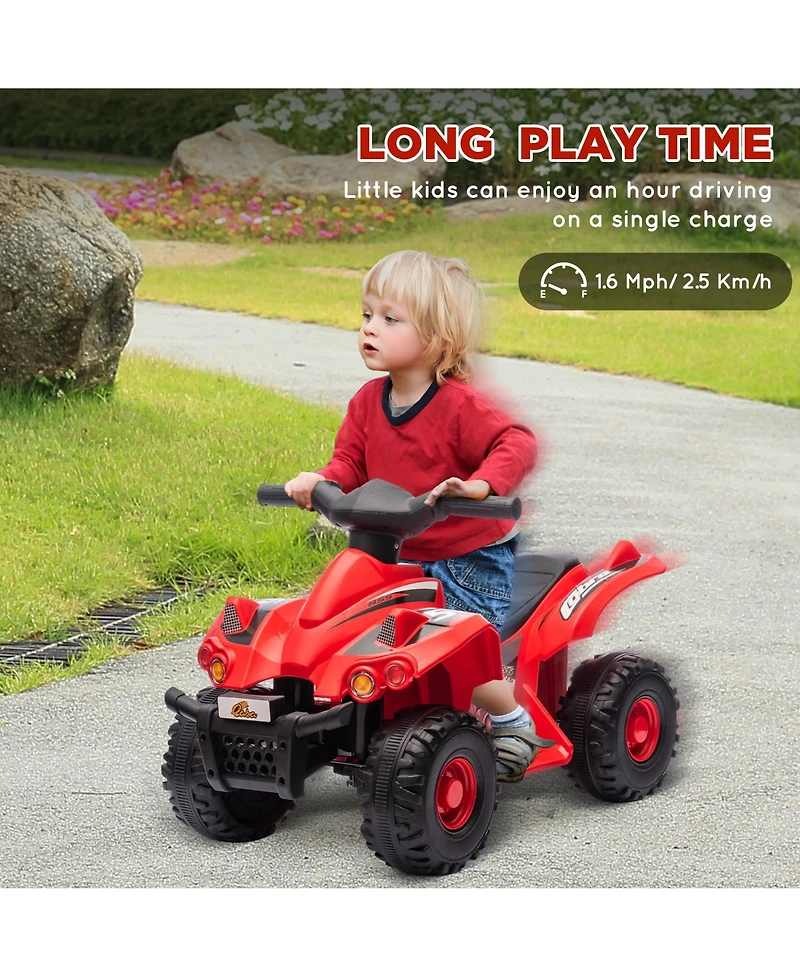 Qaba 6V Kids Atv 4 Wheeler Quad Car w/ Music for 2-6 Years,