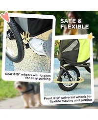 PawHut 3 Wheels Dog Stroller w/ One-Hand Fold, Rubber Wheels,