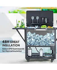 Outsunny Patio Cooler Cart 104 Quart Rolling Ice Chest with Shelves,