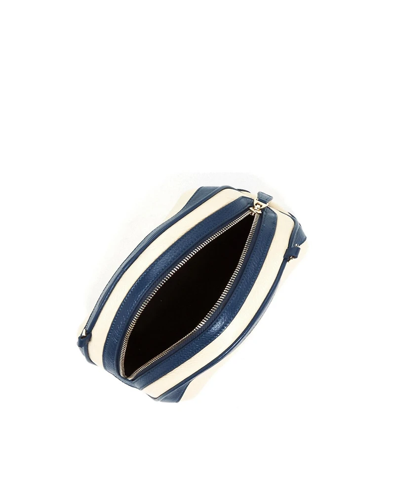 Susu Ivory Leather Crossbody Bag Unique Half-Moon Cream Purse for Women with Adjustable Strap