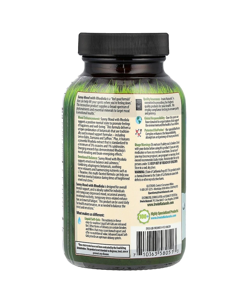 Irwin Naturals Sunny Mood with Rhodiola