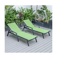 LeisureMod Lounge Chair With Armrests in Black Aluminum Frame