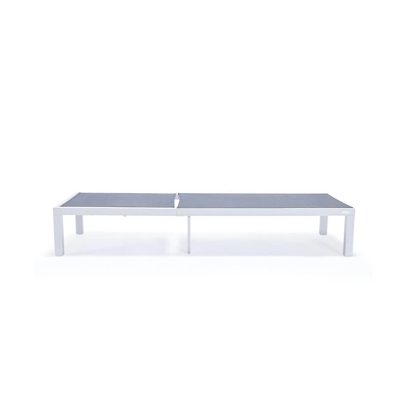 LeisureMod Marlin Patio Chaise Lounge Chair With White Aluminum Frame