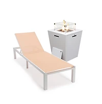 LeisureMod White Aluminum Outdoor Patio Chaise Lounge Chair