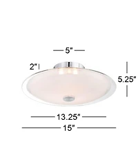 Possini Euro Design Modern Ceiling Light Semi Flush Mount Fixture 15" Wide Chrome 3-Light Clear Frosted Glass Disk for Bedroom Living Room Hallwa