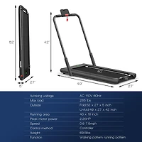 2-in-1 Folding Treadmill with Remote Control and Led Display