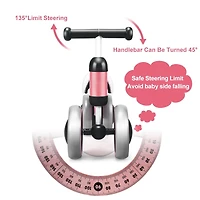 Baby Balance Bike for 2-Year-Old Boys and Girls No Pedal with 4 Wheels - Pink