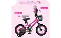 14 Inch Kids Adjustable Bike with Front Basket for Ages 4-5