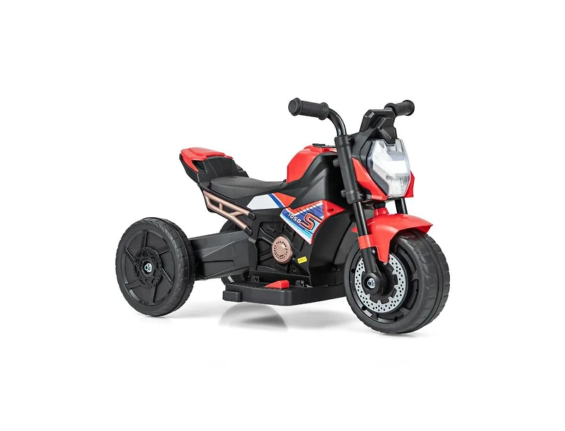 Kids Ride-On Motorcycle 6V Battery-Powered Motorbike with Detachable Training Wheels - Red