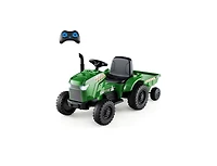 12V 2-in-1 Kids Ride-On Tractor with Trailer and 3-Gear Shift - Grayish Green