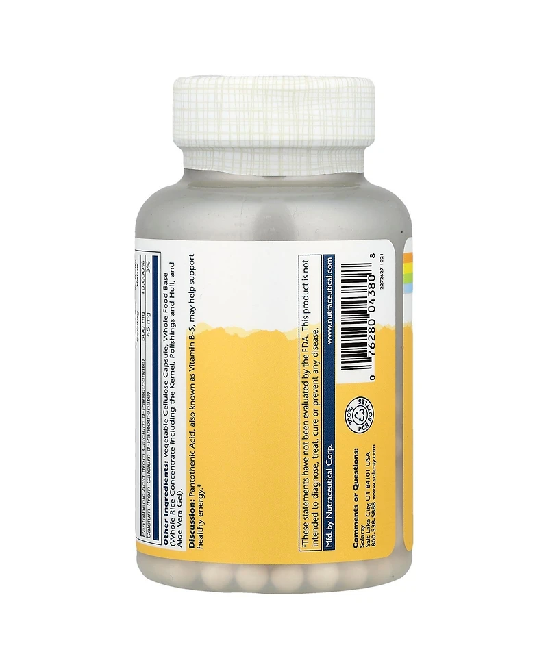 Solaray Pantothenic Acid - 100 VegCaps