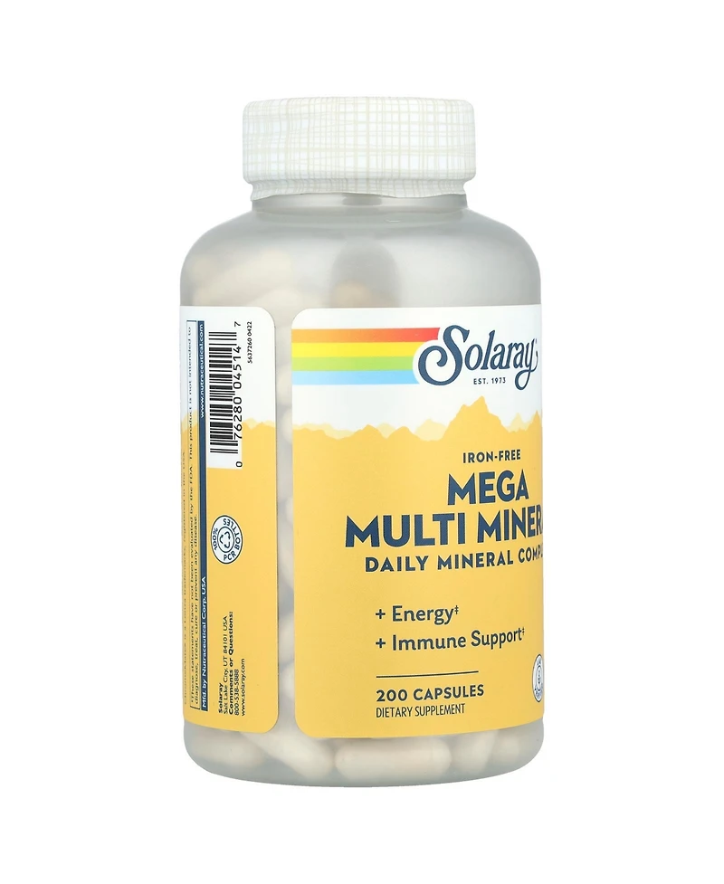 Solaray Mega Multi Mineral Iron Free - 200 Capsules