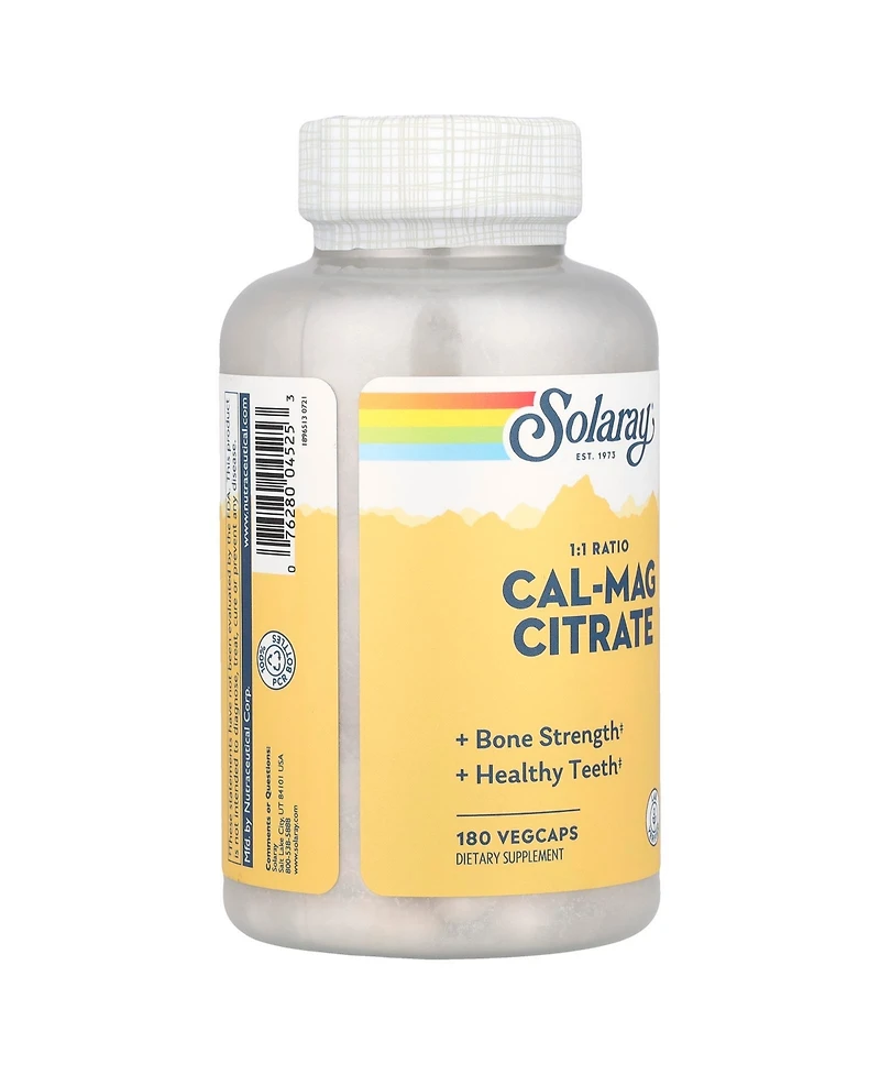 Solaray Cal-Mag Citrate 1:1 Ratio - 180 VegCaps