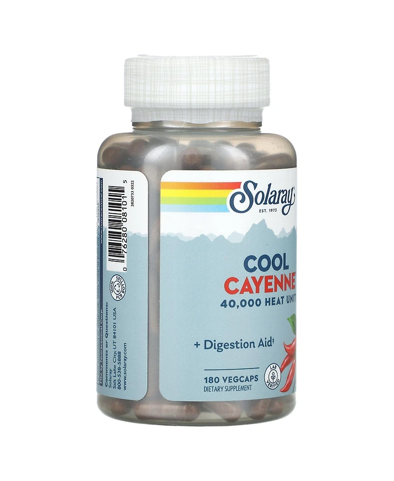 Solaray Cool Cayenne - 180 VegCaps (300 mg per VegCap)