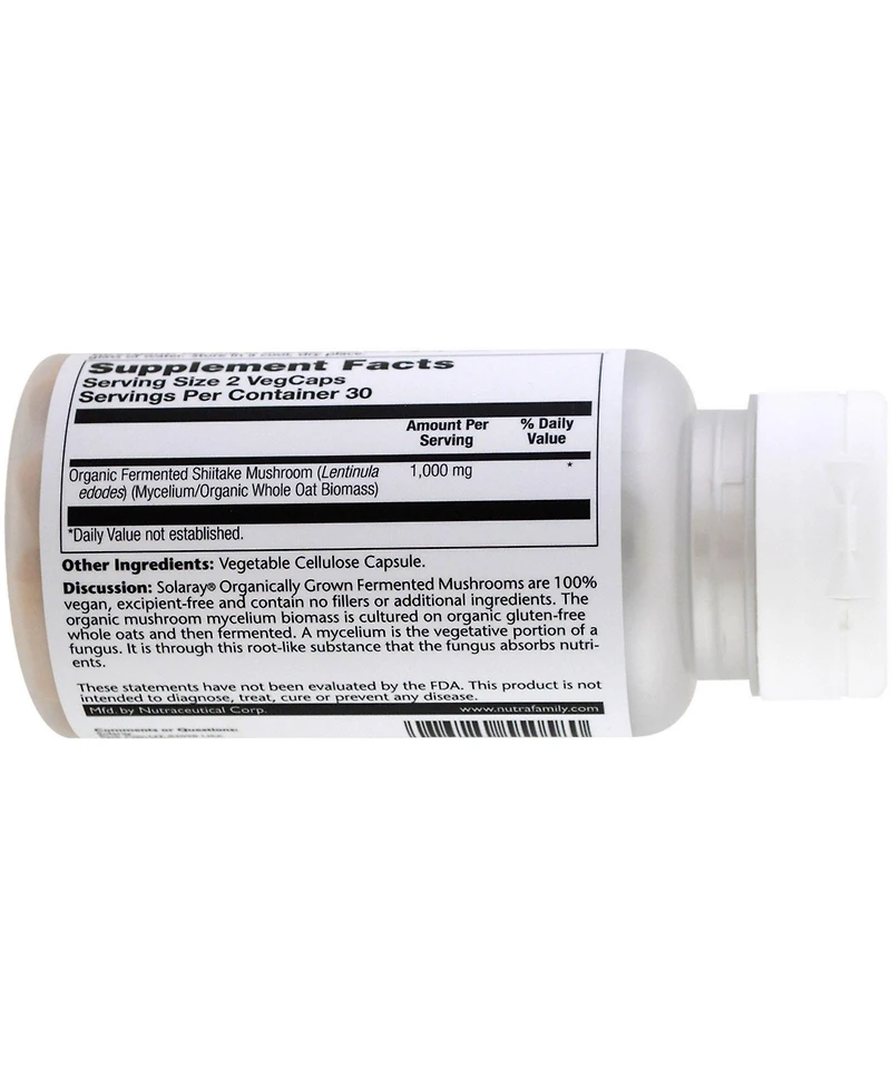 Solaray Fermented Shiitake Mushrooms - 60 VegCaps (500 mg per Capsule)