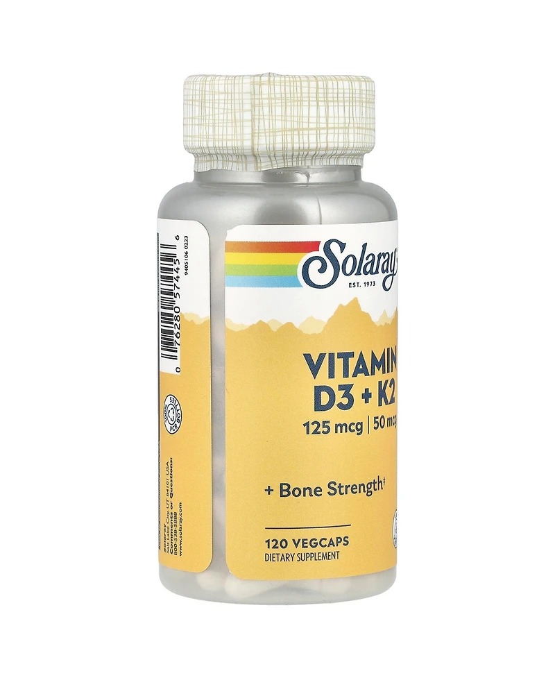 Solaray Vitamin D3 + K2 - 120 VegCaps