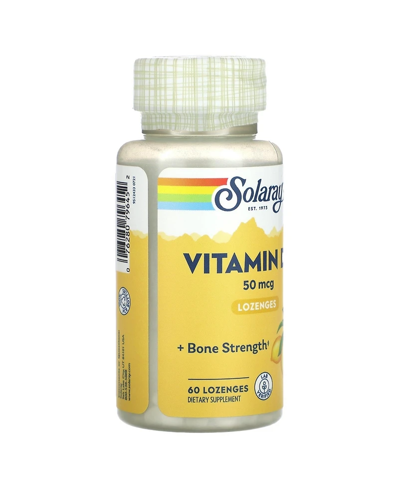 Solaray Vitamin D-3 Lozenges Lemon Flavor 50 mcg