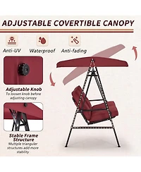 Boyel Living 2-Person Metal Patio Swing with Removable Cushion Patio Swing Outdoor Porch Swing Chair for Adults for Garden Backyard Deck