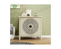 Casainc Hollow-Carved 2 Door Accent Cabinet Sideboard Buffet Storage Cabinet with Adjustable Shelf