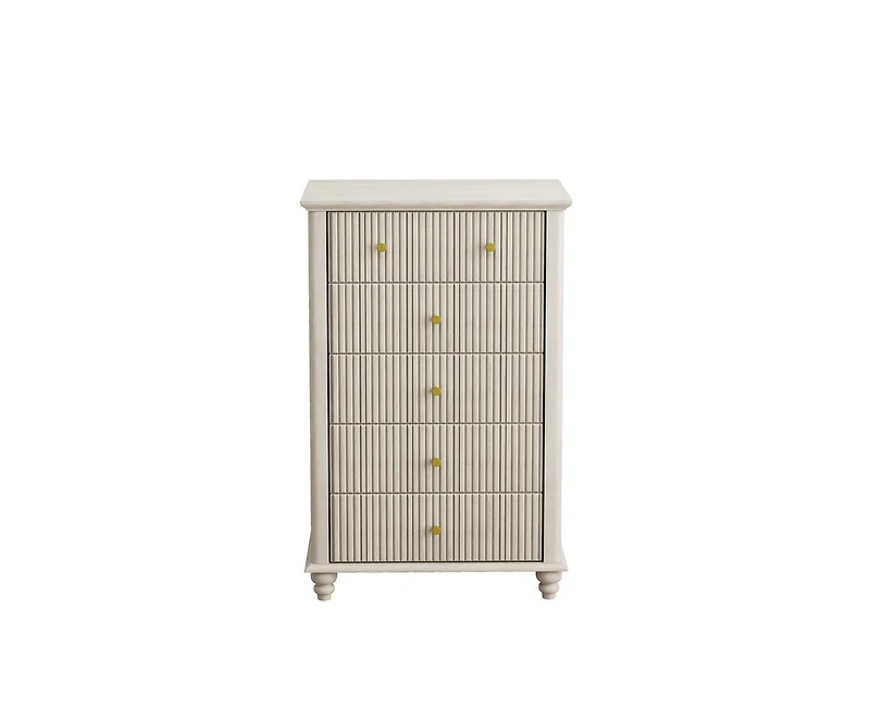 Casainc 45" Tall Modern Storage Cabinet with Fluted 5 Drawer and Metal Handle