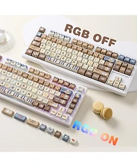 Dye-Sub Pbt Keycap Set, Mao Profile, 142 Full Keys Cute Cat Custom Keycaps with Key Puller for Cherry Gateron Mx Switches Mechanical Gaming Keyboard