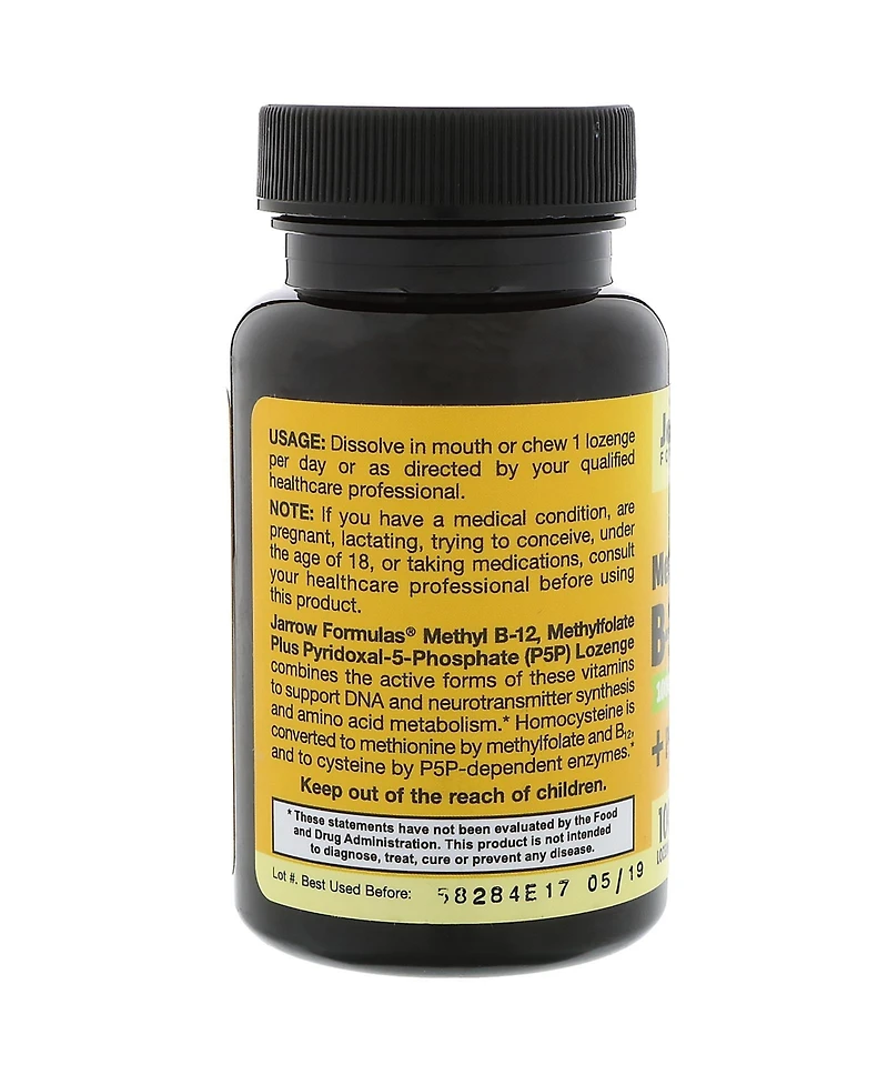 Jarrow Formulas Nutrition Methyl B-12 & Methyl Folate Lemon