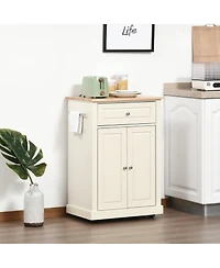 Halifax North America Cream Kitchen Helper: Portable Island Cart with Drawer and Shelf