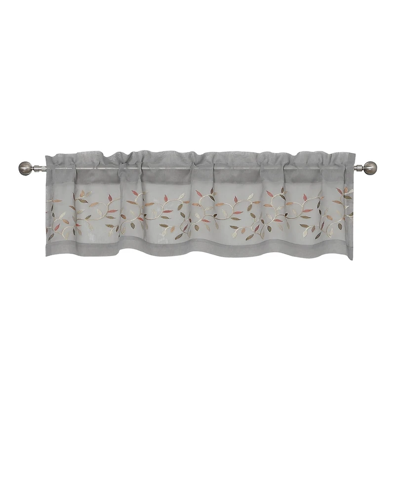 Kate Aurora Shabby Sheer Embroidered Complete 3 Piece Floral Rod Pocket Cafe Kitchen Curtain Tier & Valance Set