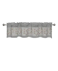 Kate Aurora Shabby Sheer Embroidered Complete 3 Piece Floral Rod Pocket Cafe Kitchen Curtain Tier & Valance Set