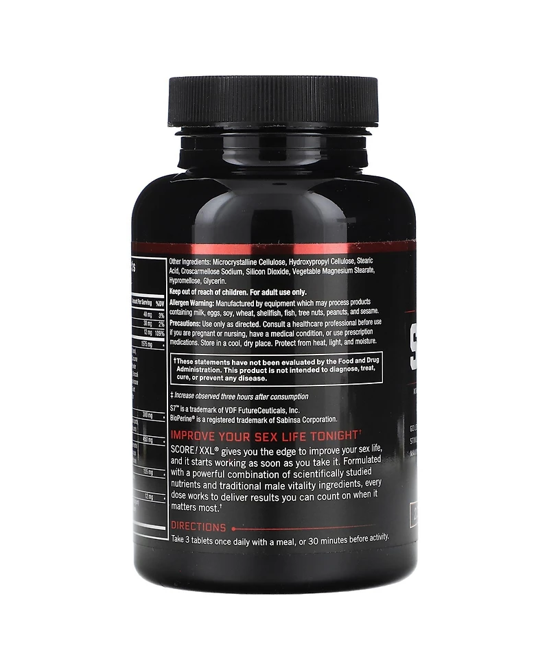 Force Factor Score! Xxl Nitric Oxide Booster Supplement for Men with L-Citrulline, Black