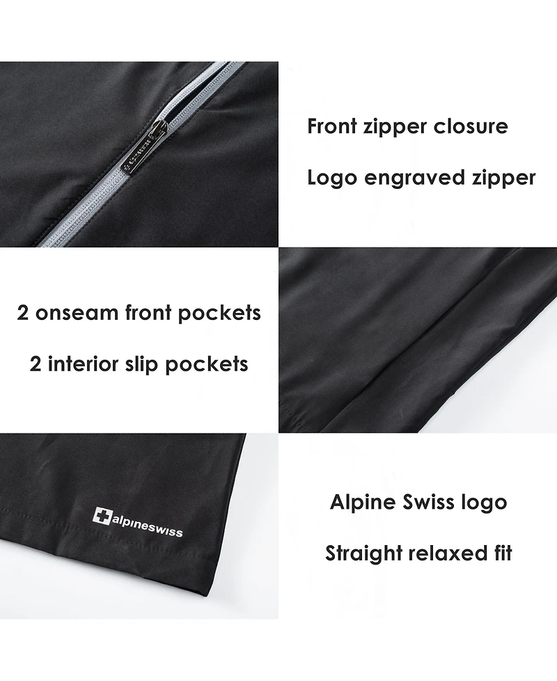Alpine Swiss Men's Cory Light Windbreaker Jacket Water-Resistant Packable Hooded Softshell Coat Ideal for Travel Layering Everyday Outdoor Activities