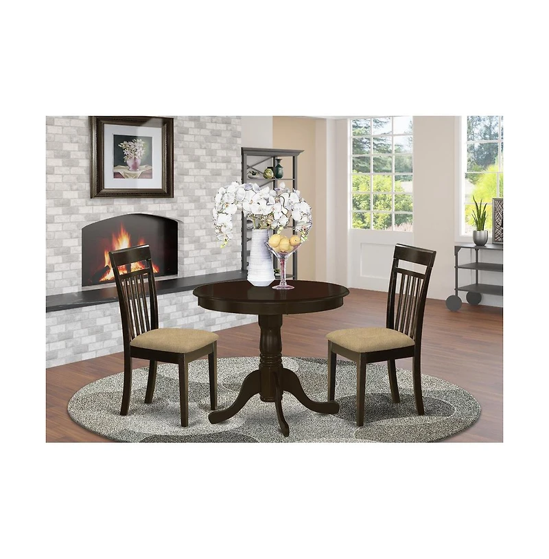 East West Furniture 3 Pc small Kitchen Table set-breakfast nook plus 2 dinette Chairs